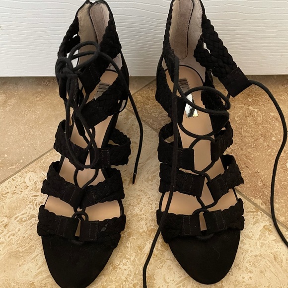 INC Black Lace Up Gladiator Wedge Sandals - Picture 2 of 10
